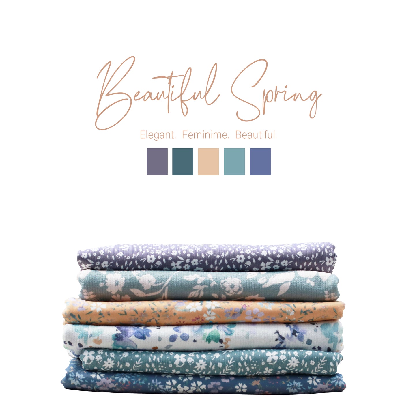 Rachelle Floral in Twilight Blue | Eureka Jersey Knit Fabric