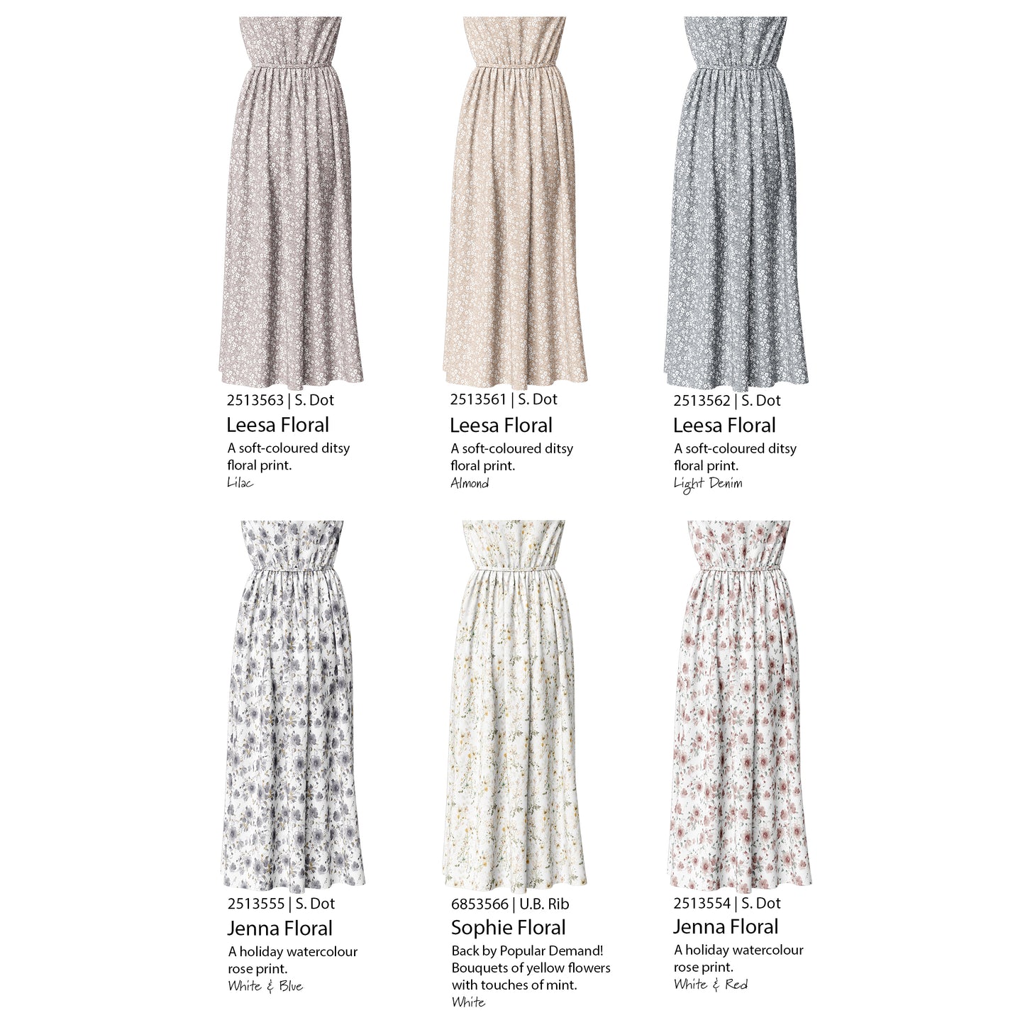 Leesa Floral in Almond | Swiss Dot Knit Fabric