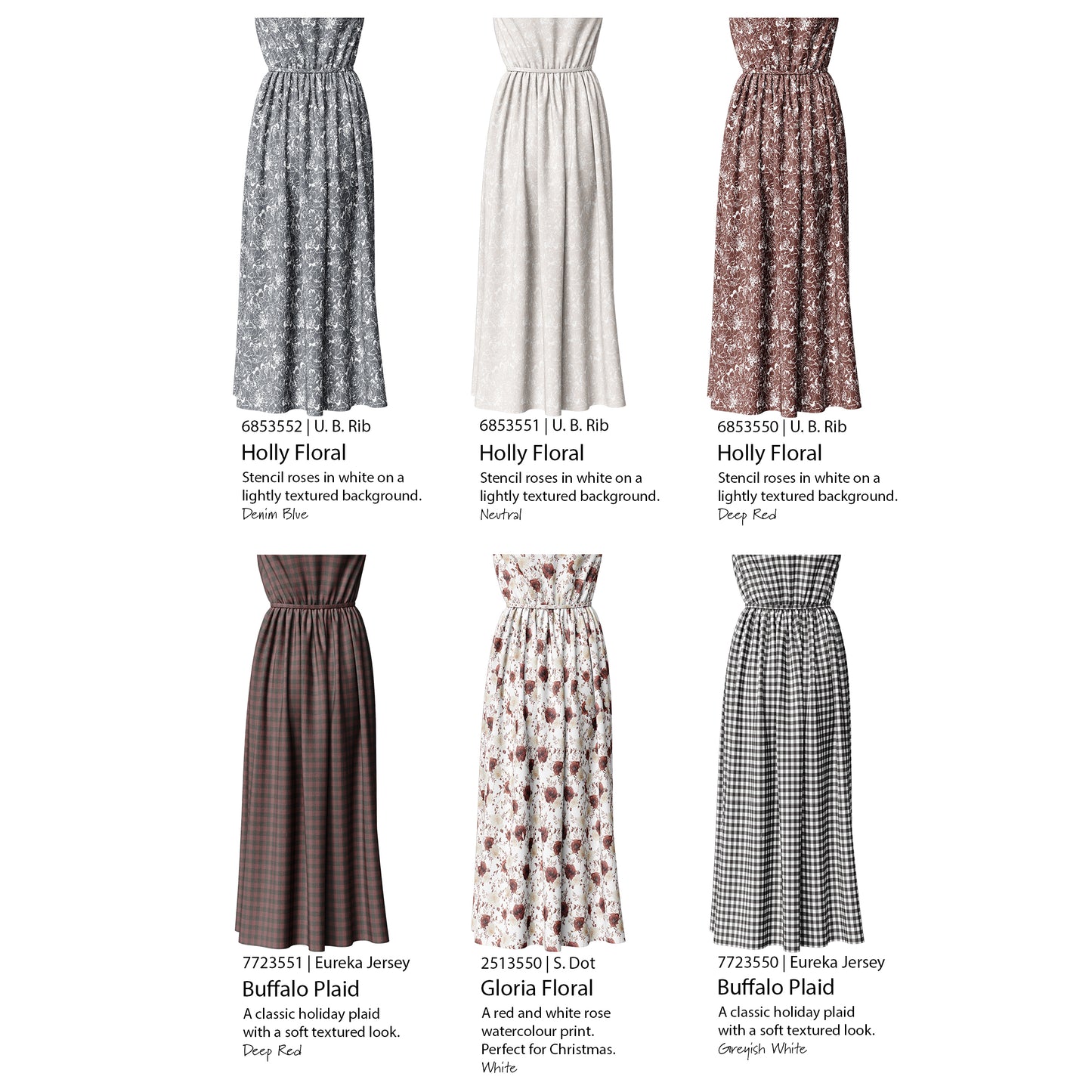 Holly Floral in Neutral | Unbrushed Rib Knit Fabric