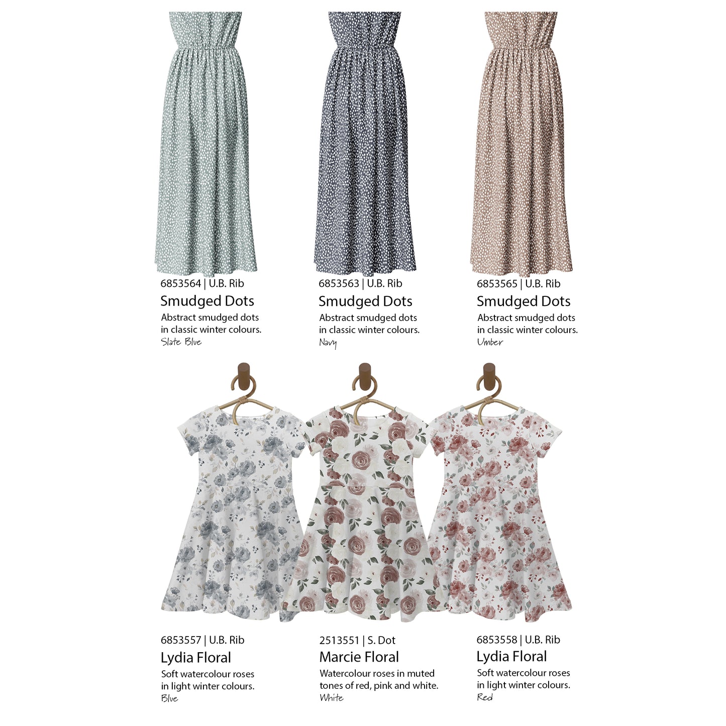 Smudged Dots in Navy | Unbrushed Rib Knit Fabric