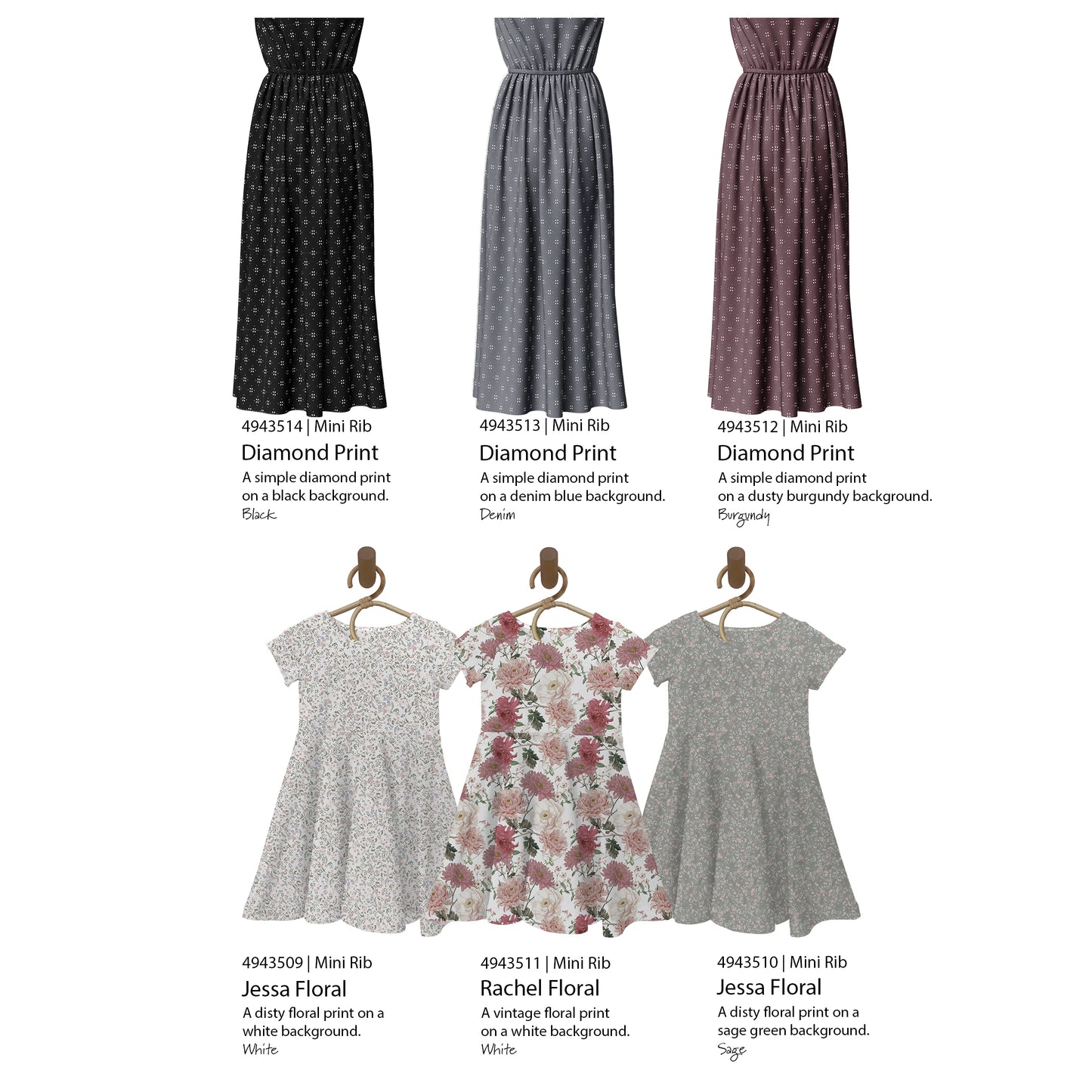 Rachel Floral | Mini Rib Knit Fabric