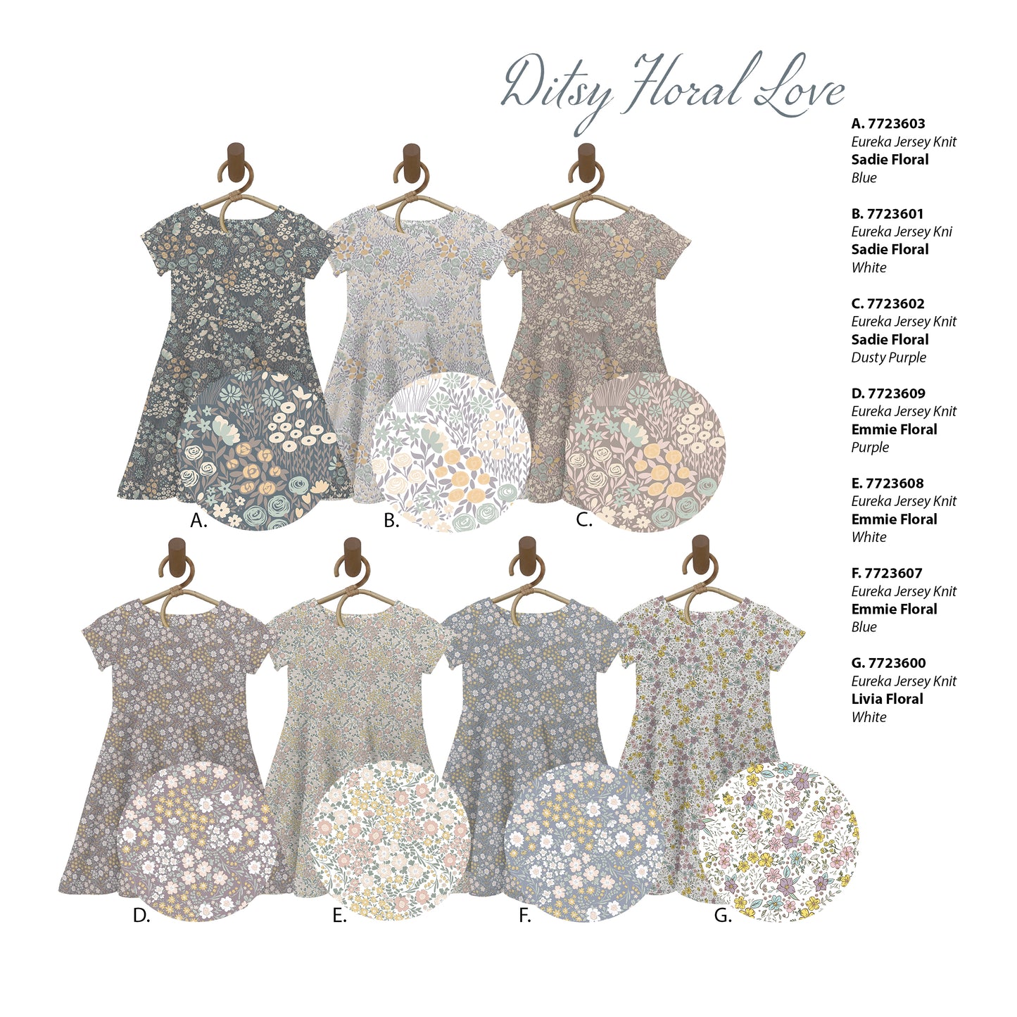 Sadie Floral in White | Eureka Jersey Knit Fabric