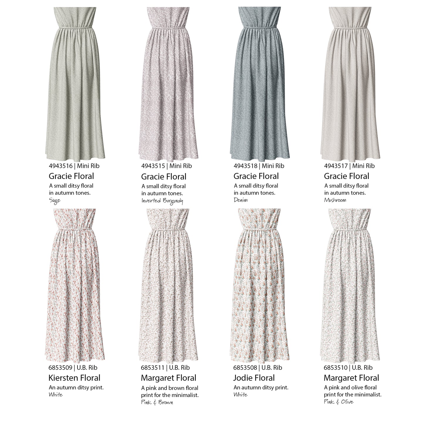 Margaret Floral in Pink & Brown | Unbrushed Rib Knit Fabric