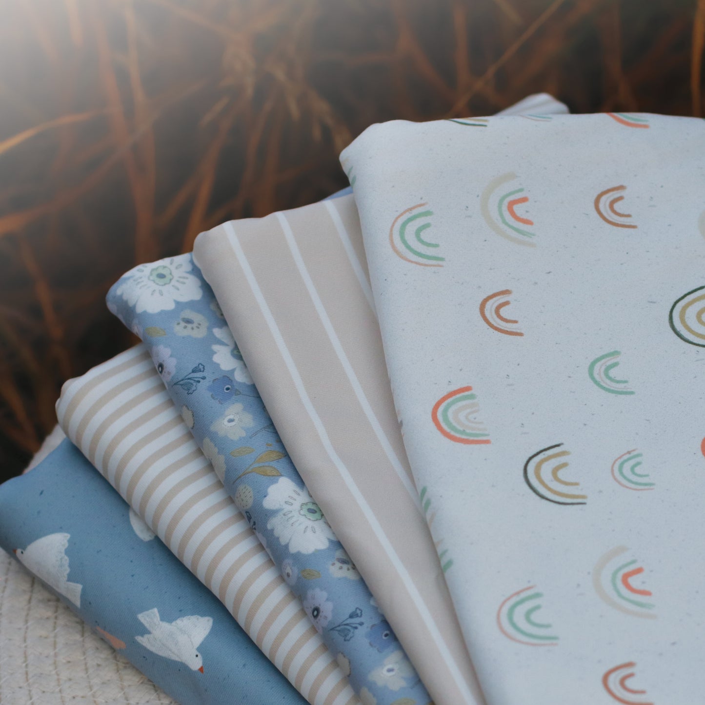 Kellie Stripes in Tan | Eureka Jersey Knit Fabric