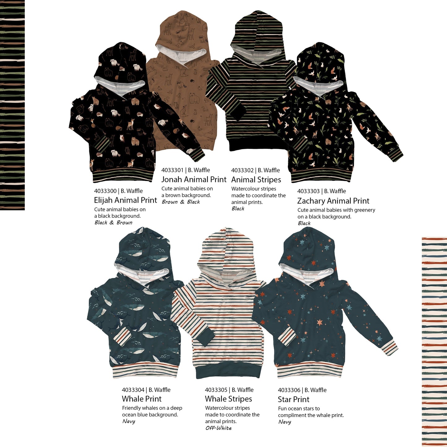 Animal Stripes in Black | Brushed Waffle Knit Fabric