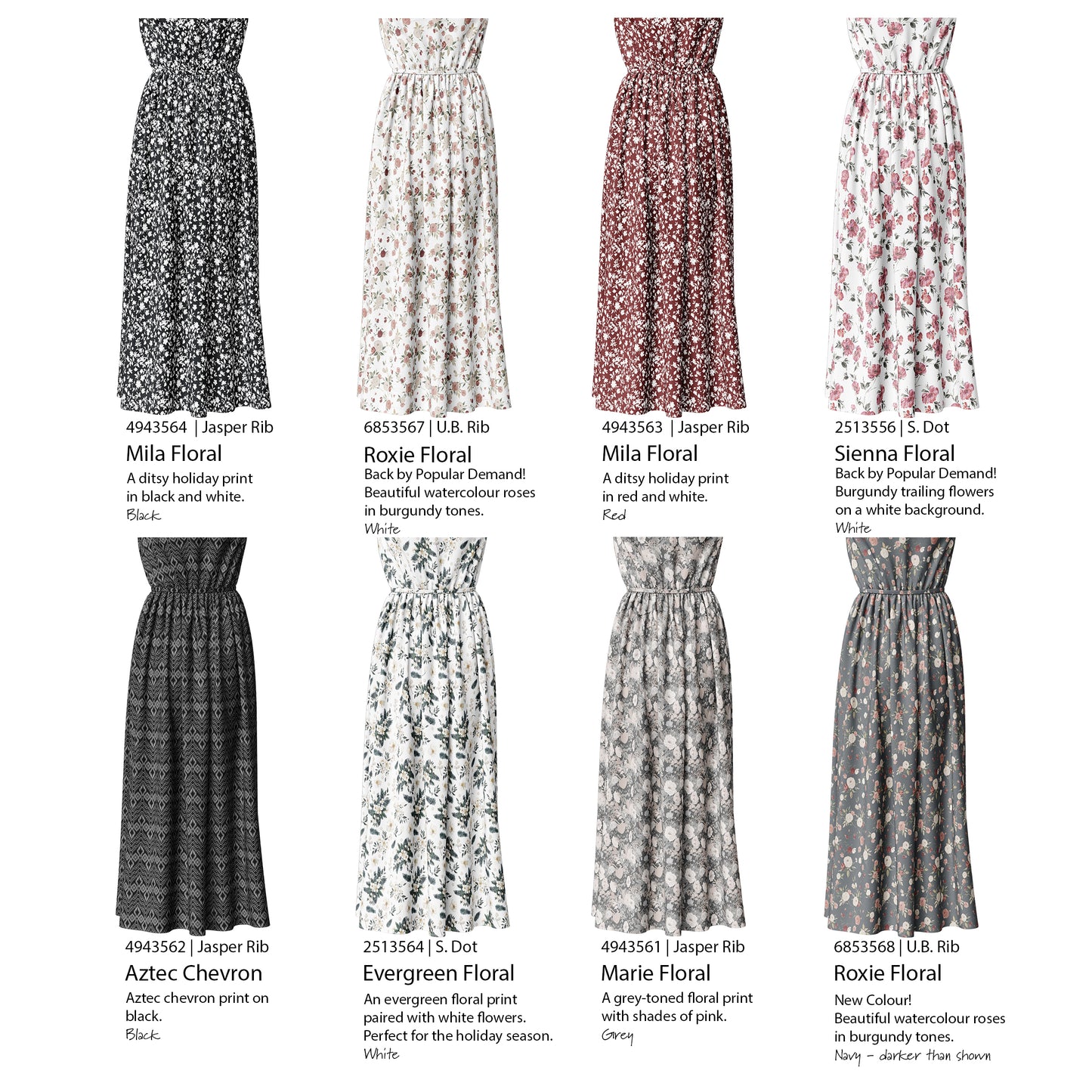 Discolored Note Below | Roxie Floral in Navy | Unbrushed Rib Knit Fabric