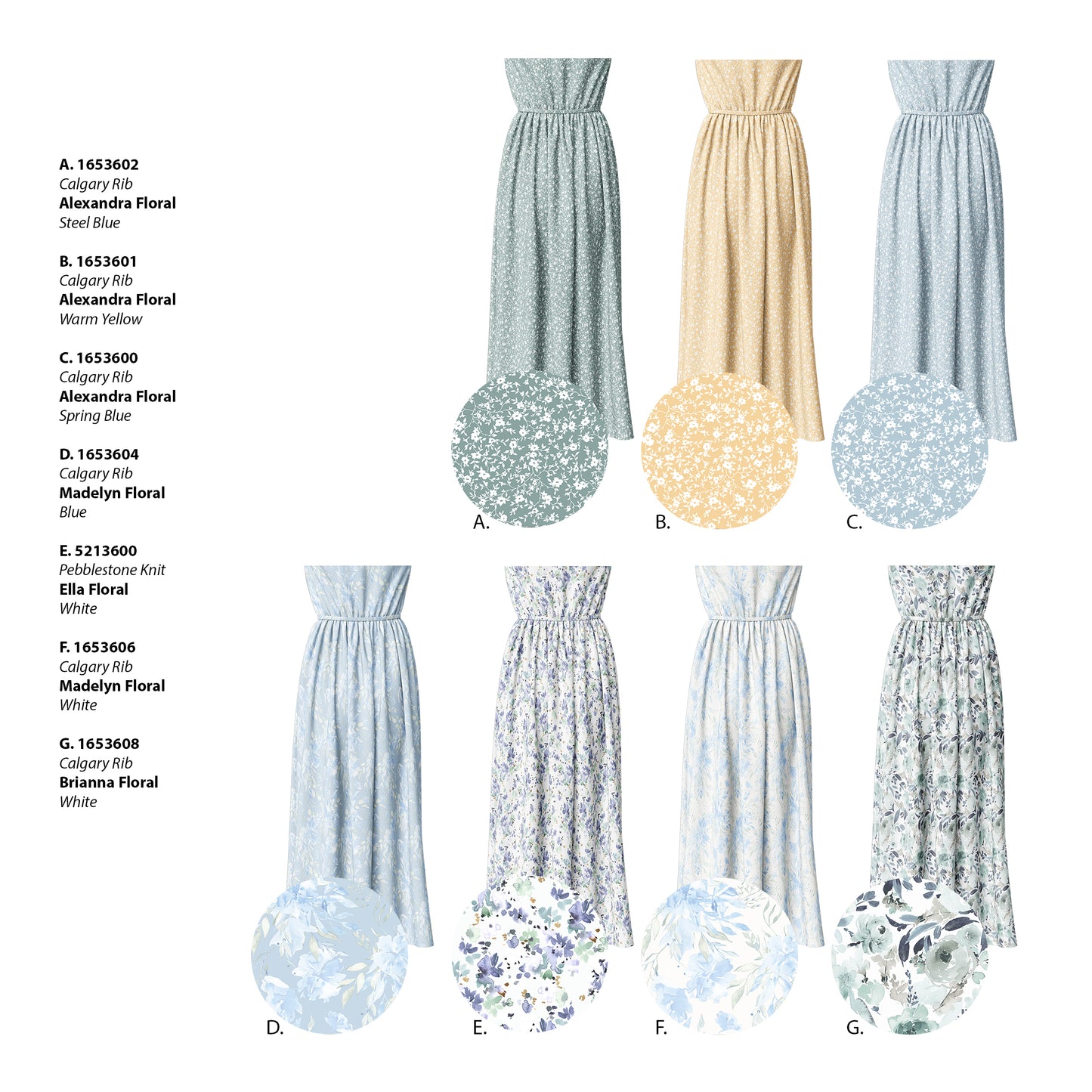 Madelyn Floral in White | Calgary Rib Knit Fabric