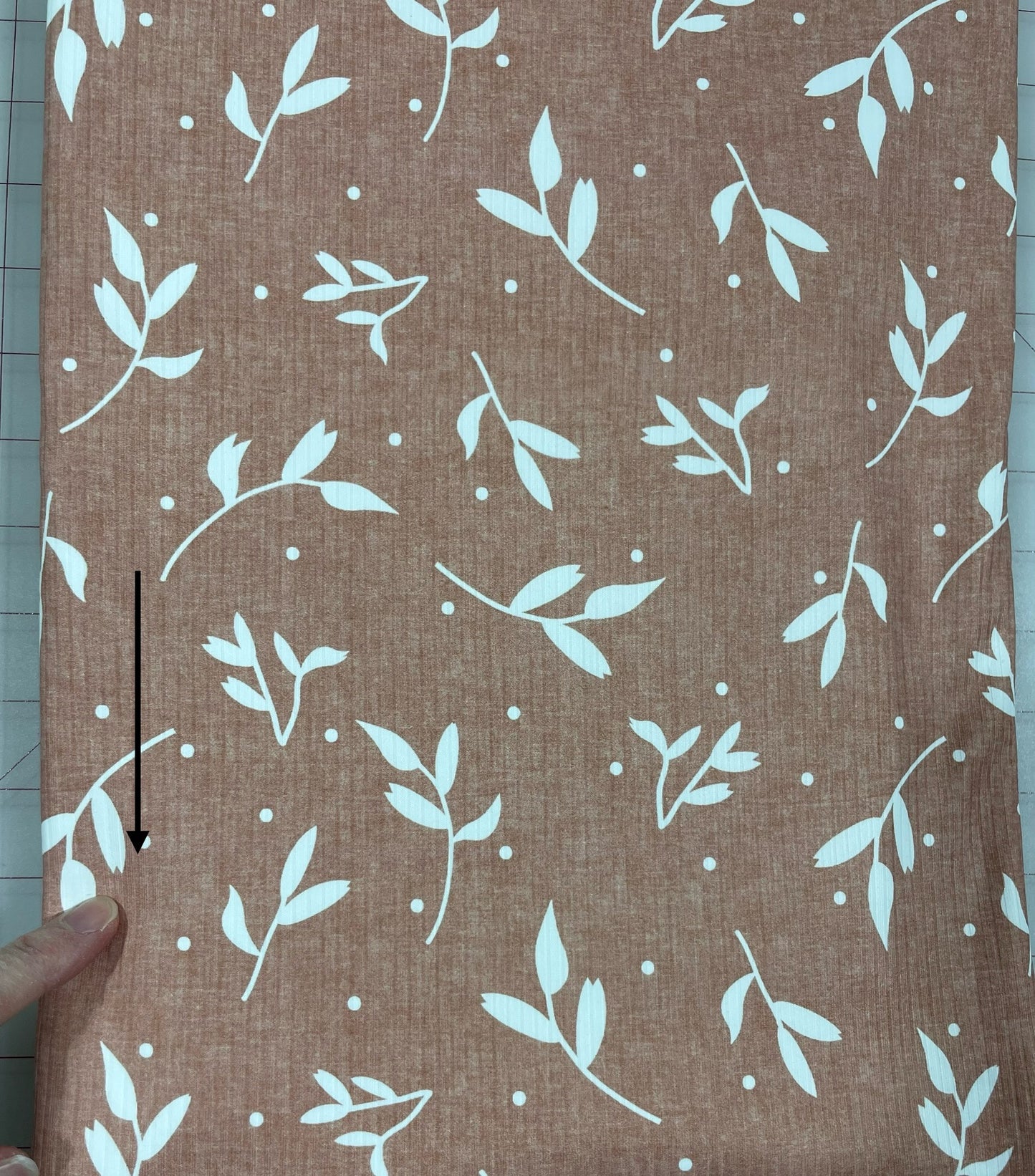 Flawed: Read Below | Gigi Leaf Print in Pink | Mini Rib Knit Fabric | SOLD BY THE FULL BOLT