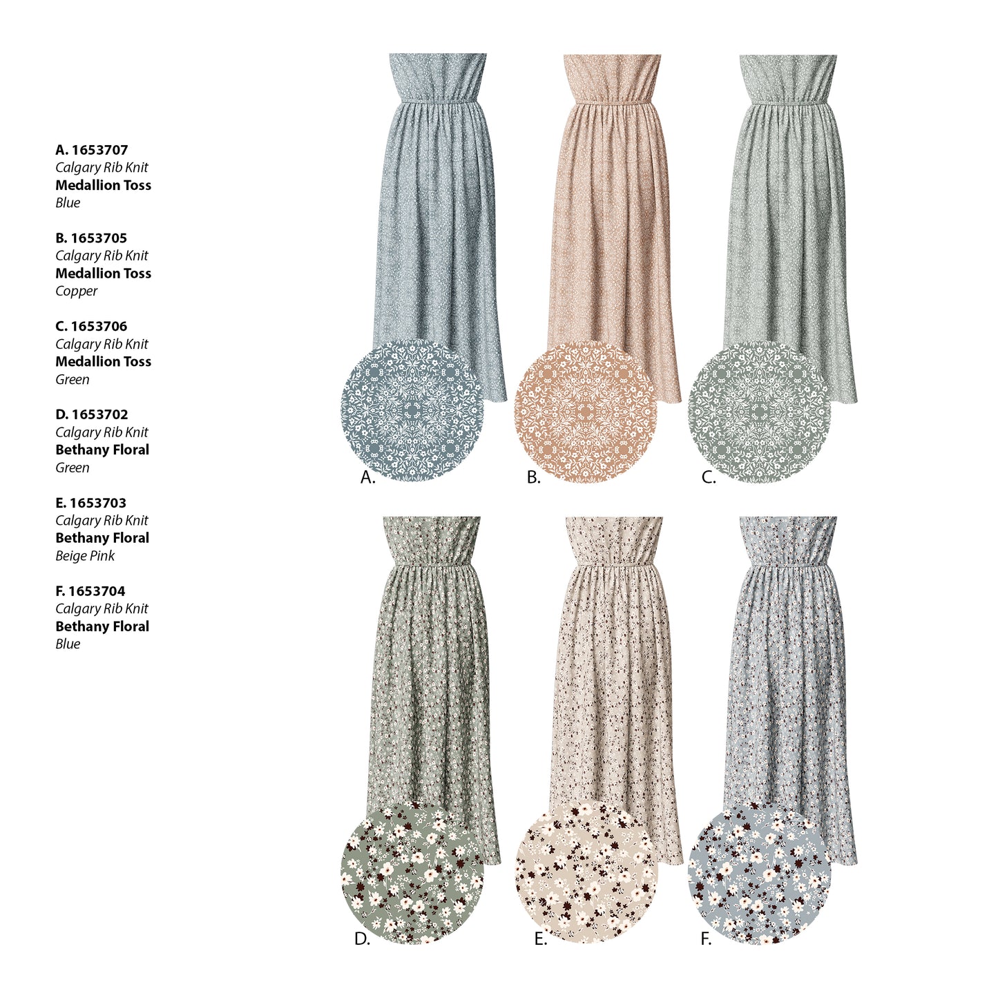 Medallion Toss in Blue | Calgary Rib Knit Fabric