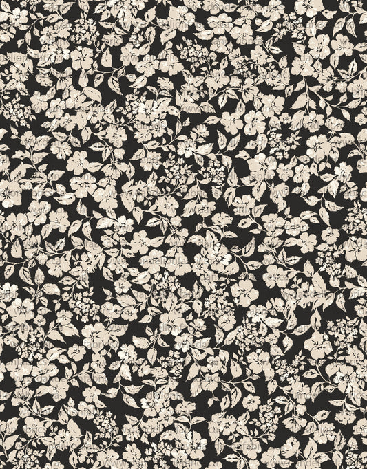 Bonnie Floral in Charcoal | Summer Breeze Knit Fabric