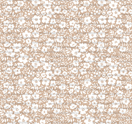 Leesa Floral in Almond | Swiss Dot Knit Fabric