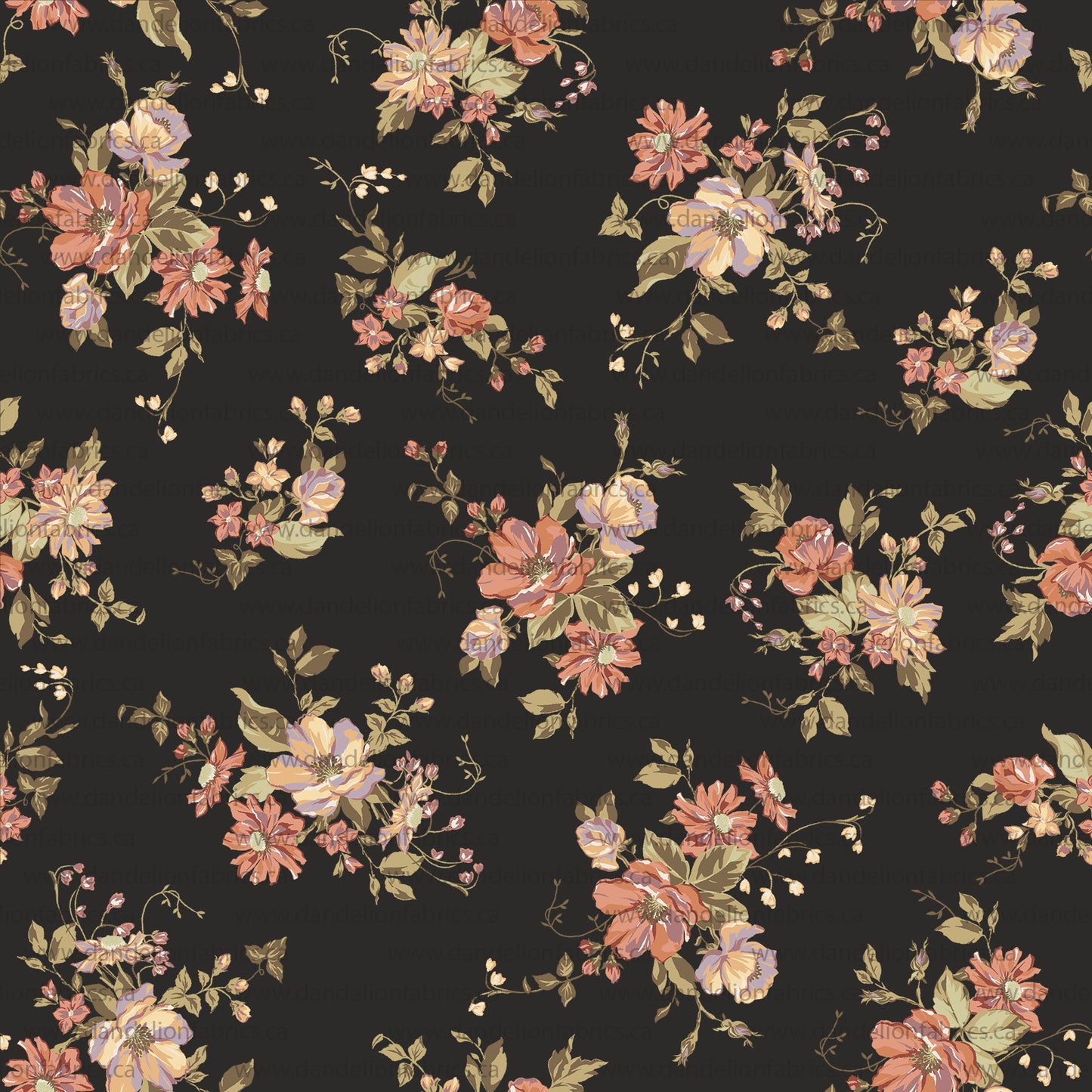 Jane Vintage Floral in Charcoal | Summer Breeze Knit Fabric