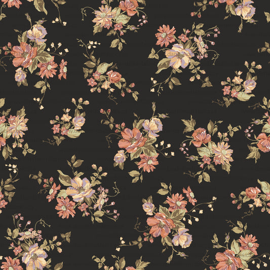 Jane Vintage Floral in Charcoal | Summer Breeze Knit Fabric