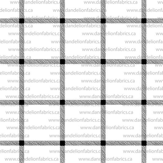 Farmhouse Plaid in Black & White | Swiss Dot Knit Fabric