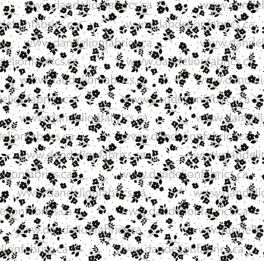 Remi Floral in White & Black | Swiss Dot Knit Fabric