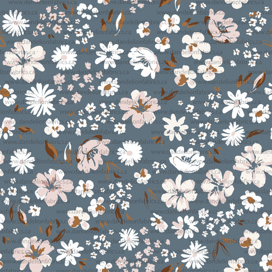 Iris Floral in Blue | Eureka Jersey Knit Fabric