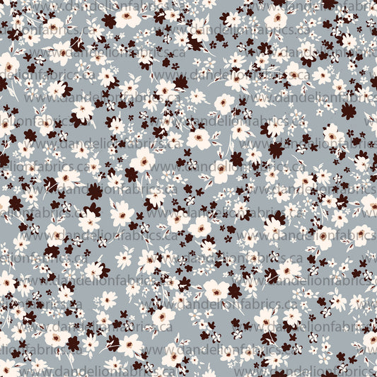 Bethany Floral in Blue | Calgary Rib Knit Fabric