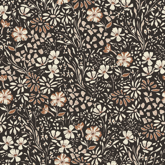 Elsie Floral in Charcoal | Summer Breeze Knit Fabric
