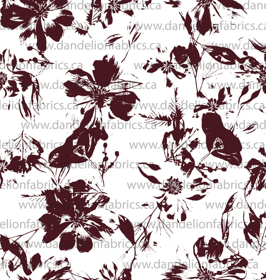 Willow Floral in Inverted Burgundy | Swiss Dot Knit Fabric