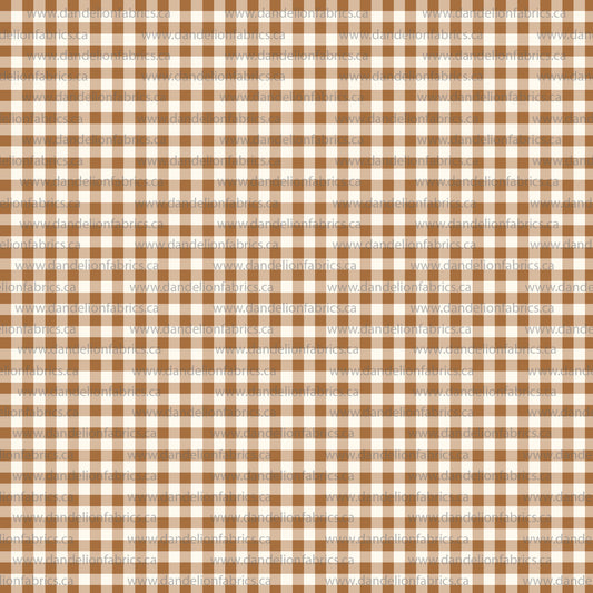 Berlin Gingham Plaid in Toasted Caramel | Eureka Jersey Knit Fabric