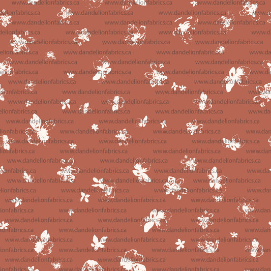 Millie Floral in Rust | Swiss Dot Knit Fabric