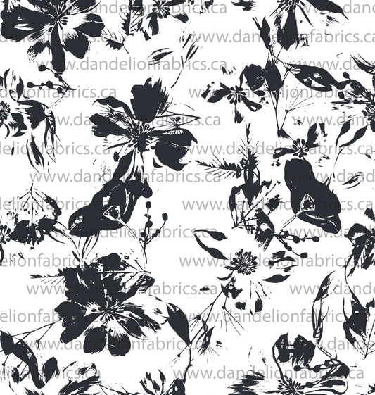 Willow Floral in Inverted Navy | Swiss Dot Knit Fabric