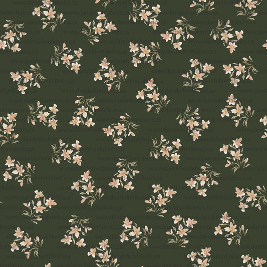 Quality Disclaimer Below | Carol Floral in Deep Green | Pebble Stone Knit Fabric