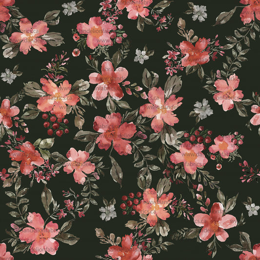 Quality Disclaimer Below | Holly Floral in Deep Green | Pebble Stone Knit Fabric