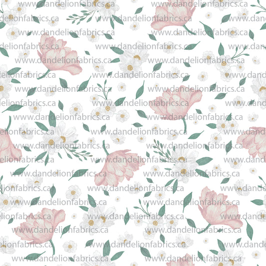 Mini Peony Floral | Unbrushed Rib Knit Fabric