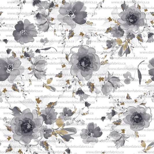 Jenna Floral in White & Blue | Swiss Dot Knit Fabric