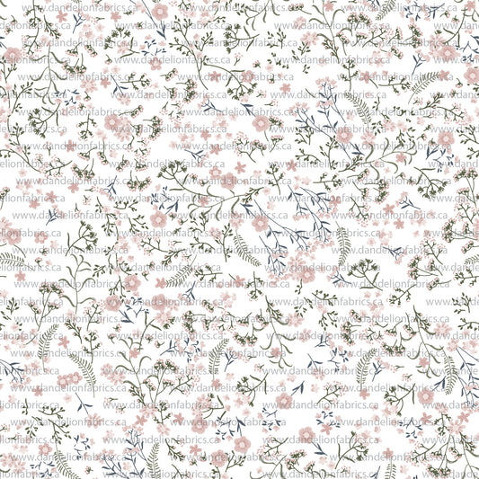 Jessa Floral in White | Mini Rib Knit Fabric