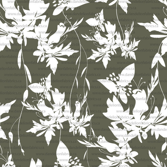 Quality Disclaimer Below | Whitney Floral in Olive | Pebble Stone Knit Fabric