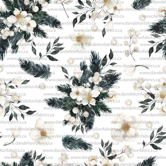 Evergreen Floral | Swiss Dot Knit Fabric