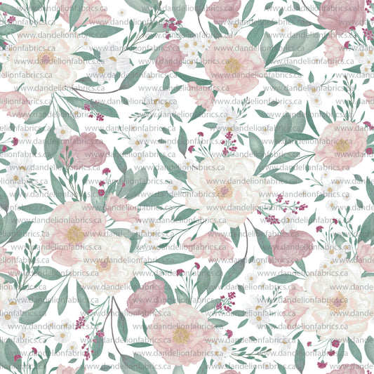 Peony Floral | Unbrushed Rib Knit Fabric