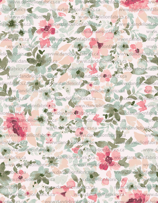 Jasmine Floral in Pink | Calgary Rib Knit Fabric