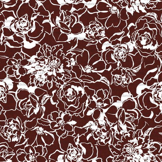 Holly Floral in Deep Red | Unbrushed Rib Knit Fabric