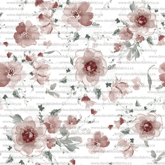 Jenna Floral in White & Red | Swiss Dot Knit Fabric