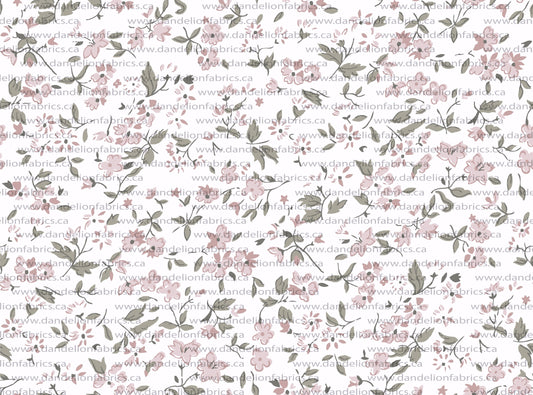 Margaret Floral in Pink & Olive | Unbrushed Rib Knit Fabric