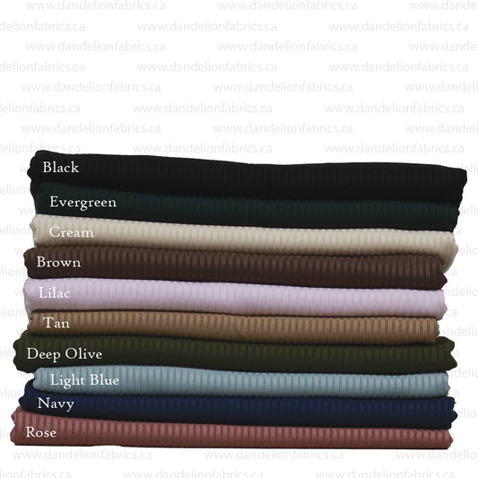 Solid Unbrushed Rib Knit Fabric | Brown