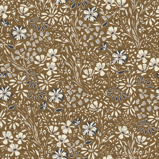 Elsie Floral in Vintage Olive | Summer Breeze Knit Fabric