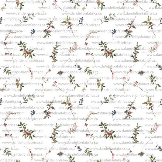 Winter Branches in White | Imitation Cotton Jersey Knit Fabric